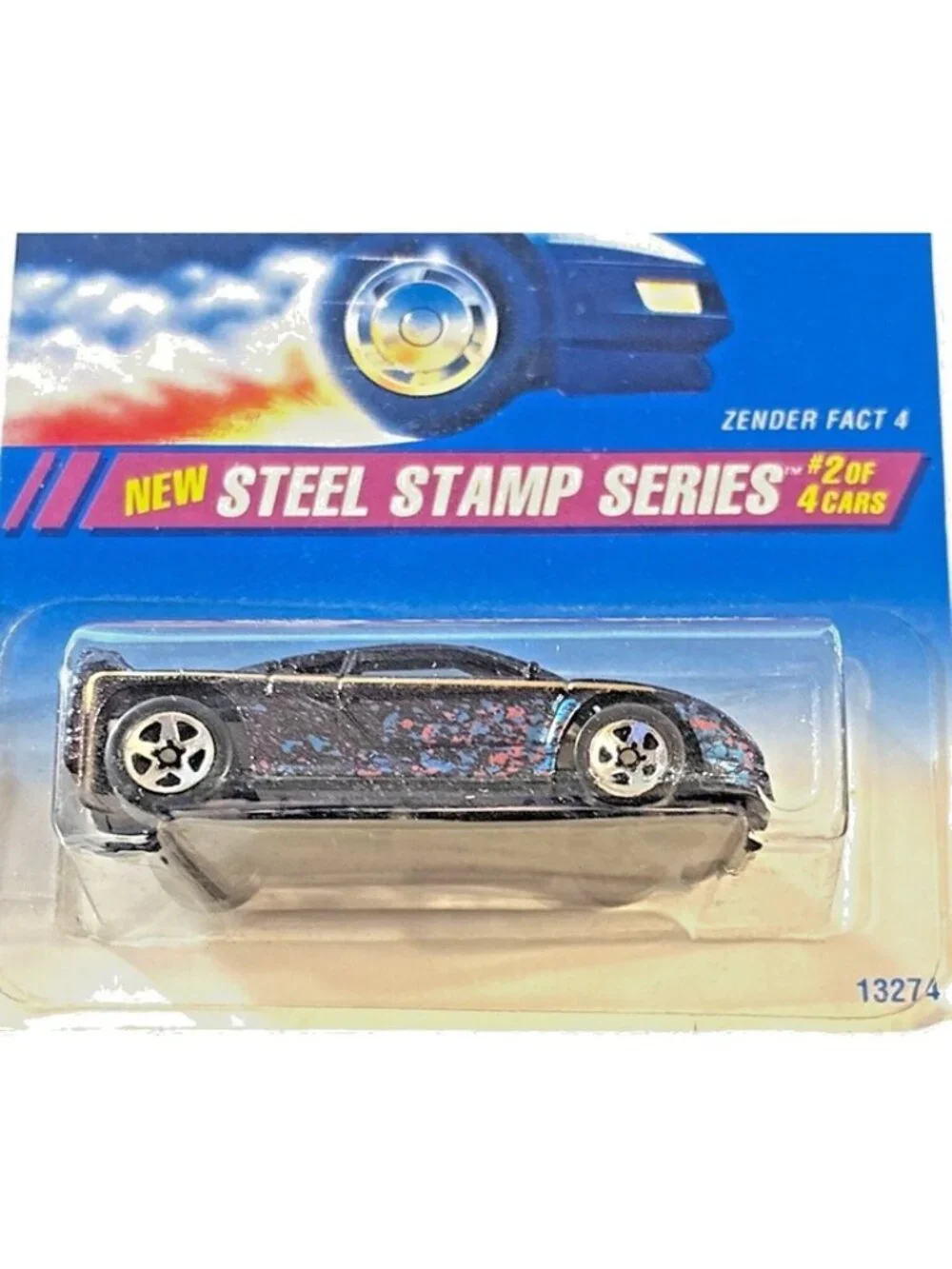 Vintage Die Cast Hot Wheels Mattel Steel Stamp Series Zender Fact 4 #2/4 Car New